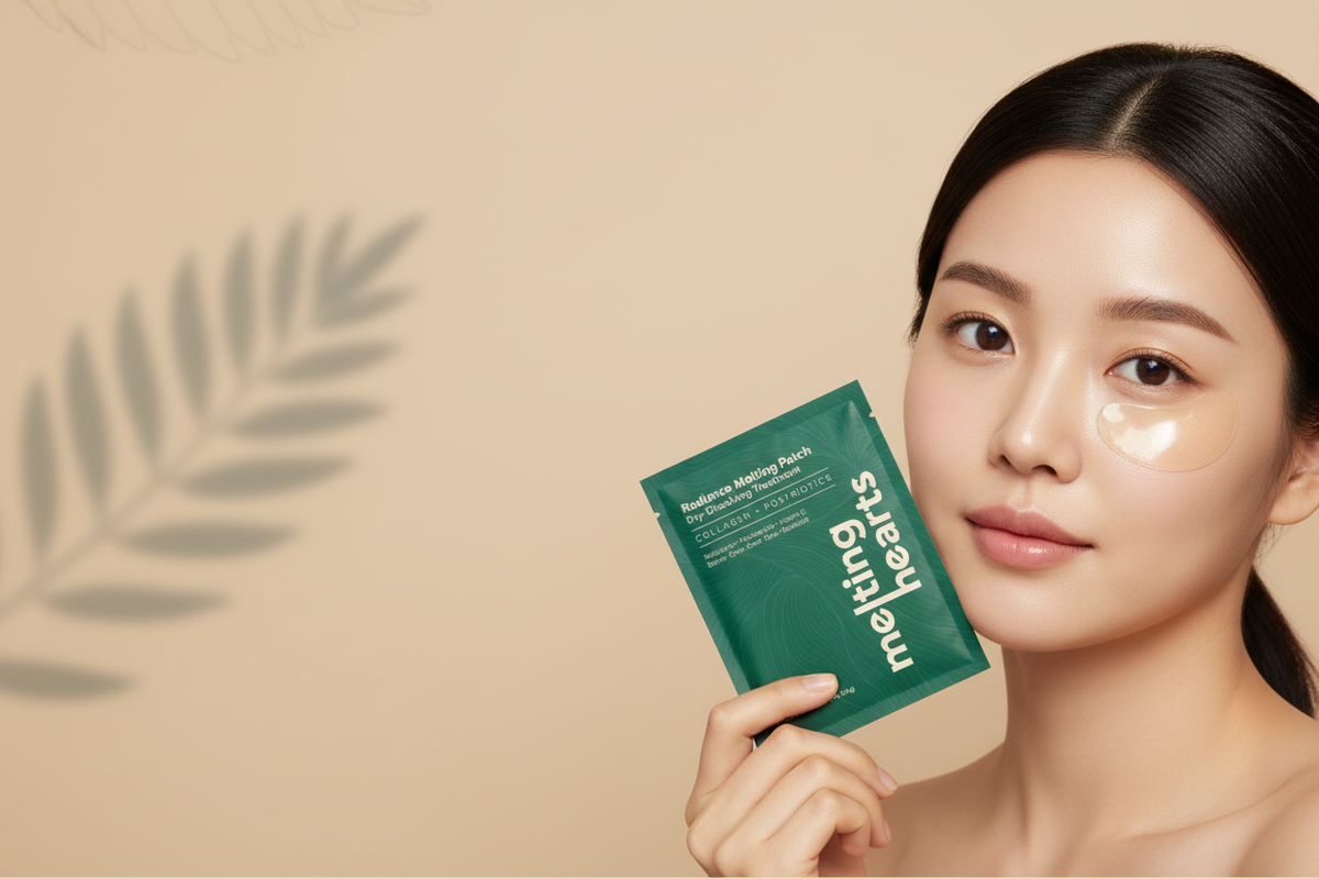 Korean model holding Melting Patch pouch