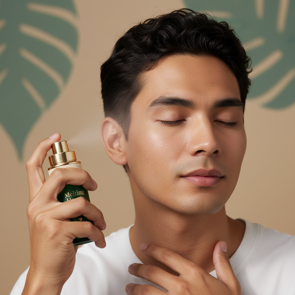 Model using Phytobiotic Serum Mist, close portrait